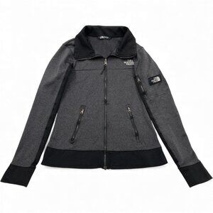 The North Face Gray Black Stretch Full Zip Training Running Jacket Women's Small